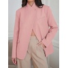 image:imageCicy Bell Women Plaid Blazer Business Stand Collar Open Front Suit Jacket  One Button Casual Trendy Work Office Fall Spring Suit Blazer Long Sleeve Button Cuff Front Flap Pockets Back SplitPink