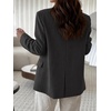 image:imageCicy Bell Women Plaid Blazer Business Stand Collar Open Front Suit Jacket  One Button Casual Trendy Work Office Fall Spring Suit Blazer Long Sleeve Button Cuff Front Flap Pockets Back SplitStripedblack
