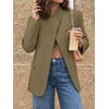 image:imageCicy Bell Women Plaid Blazer Business Stand Collar Open Front Suit Jacket  One Button Casual Trendy Work Office Fall Spring Suit Blazer Long Sleeve Button Cuff Front Flap Pockets Back SplitArmy Green