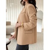 image:imageCicy Bell Women Plaid Blazer Business Stand Collar Open Front Suit Jacket  One Button Casual Trendy Work Office Fall Spring Suit Blazer Long Sleeve Button Cuff Front Flap Pockets Back SplitStripedkhaki