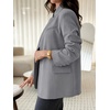 image:imageCicy Bell Women Plaid Blazer Business Stand Collar Open Front Suit Jacket  One Button Casual Trendy Work Office Fall Spring Suit Blazer Long Sleeve Button Cuff Front Flap Pockets Back SplitStripedgrey