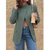 image:imageCicy Bell Women Plaid Blazer Business Stand Collar Open Front Suit Jacket  One Button Casual Trendy Work Office Fall Spring Suit Blazer Long Sleeve Button Cuff Front Flap Pockets Back SplitStripedarmy Green