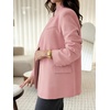 image:imageCicy Bell Women Plaid Blazer Business Stand Collar Open Front Suit Jacket  One Button Casual Trendy Work Office Fall Spring Suit Blazer Long Sleeve Button Cuff Front Flap Pockets Back SplitPink