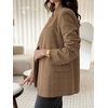 image:imageCicy Bell Women Plaid Blazer Business Stand Collar Open Front Suit Jacket  One Button Casual Trendy Work Office Fall Spring Suit Blazer Long Sleeve Button Cuff Front Flap Pockets Back SplitPlaidkhaki