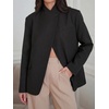 image:imageCicy Bell Women Plaid Blazer Business Stand Collar Open Front Suit Jacket  One Button Casual Trendy Work Office Fall Spring Suit Blazer Long Sleeve Button Cuff Front Flap Pockets Back SplitBlack