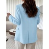 image:imageCicy Bell Women Plaid Blazer Business Stand Collar Open Front Suit Jacket  One Button Casual Trendy Work Office Fall Spring Suit Blazer Long Sleeve Button Cuff Front Flap Pockets Back SplitSky Blue