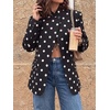 image:imageCicy Bell Women Plaid Blazer Business Stand Collar Open Front Suit Jacket  One Button Casual Trendy Work Office Fall Spring Suit Blazer Long Sleeve Button Cuff Front Flap Pockets Back SplitPolka Dotsblack