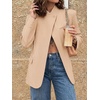 image:imageCicy Bell Women Plaid Blazer Business Stand Collar Open Front Suit Jacket  One Button Casual Trendy Work Office Fall Spring Suit Blazer Long Sleeve Button Cuff Front Flap Pockets Back SplitKhaki