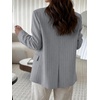 image:imageCicy Bell Women Plaid Blazer Business Stand Collar Open Front Suit Jacket  One Button Casual Trendy Work Office Fall Spring Suit Blazer Long Sleeve Button Cuff Front Flap Pockets Back SplitStripedgrey
