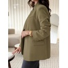 image:imageCicy Bell Women Plaid Blazer Business Stand Collar Open Front Suit Jacket  One Button Casual Trendy Work Office Fall Spring Suit Blazer Long Sleeve Button Cuff Front Flap Pockets Back SplitArmy Green