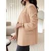 image:imageCicy Bell Women Plaid Blazer Business Stand Collar Open Front Suit Jacket  One Button Casual Trendy Work Office Fall Spring Suit Blazer Long Sleeve Button Cuff Front Flap Pockets Back SplitKhaki