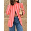 image:imageCicy Bell Women Plaid Blazer Business Stand Collar Open Front Suit Jacket  One Button Casual Trendy Work Office Fall Spring Suit Blazer Long Sleeve Button Cuff Front Flap Pockets Back SplitColor Blockpinkish Orange