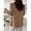 image:imageCicy Bell Women Plaid Blazer Business Stand Collar Open Front Suit Jacket  One Button Casual Trendy Work Office Fall Spring Suit Blazer Long Sleeve Button Cuff Front Flap Pockets Back SplitPlaidkhaki