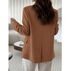 image:imageCicy Bell Women Plaid Blazer Business Stand Collar Open Front Suit Jacket  One Button Casual Trendy Work Office Fall Spring Suit Blazer Long Sleeve Button Cuff Front Flap Pockets Back SplitStripedbrown