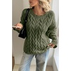 image:imageCicy Bell Womens Oversized Cable Knit Sweaters Fall Casual Long Sleeve Crewneck Chunky Loose Fit Pullover TopsArmy Green