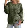 image:imageCicy Bell Womens Oversized Cable Knit Sweaters Fall Casual Long Sleeve Crewneck Chunky Loose Fit Pullover TopsArmy Green