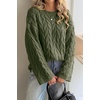 image:imageCicy Bell Womens Oversized Cable Knit Sweaters Fall Casual Long Sleeve Crewneck Chunky Loose Fit Pullover TopsArmy Green