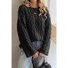 image:imageCicy Bell Womens Oversized Cable Knit Sweaters Fall Casual Long Sleeve Crewneck Chunky Loose Fit Pullover TopsBlack