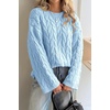 image:imageCicy Bell Womens Oversized Cable Knit Sweaters Fall Casual Long Sleeve Crewneck Chunky Loose Fit Pullover TopsBlue