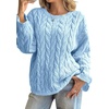 image:imageCicy Bell Womens Oversized Cable Knit Sweaters Fall Casual Long Sleeve Crewneck Chunky Loose Fit Pullover TopsBlue