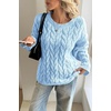 image:imageCicy Bell Womens Oversized Cable Knit Sweaters Fall Casual Long Sleeve Crewneck Chunky Loose Fit Pullover TopsBlue