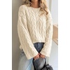 image:imageCicy Bell Womens Oversized Cable Knit Sweaters Fall Casual Long Sleeve Crewneck Chunky Loose Fit Pullover TopsCream