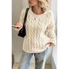 image:imageCicy Bell Womens Oversized Cable Knit Sweaters Fall Casual Long Sleeve Crewneck Chunky Loose Fit Pullover TopsCream