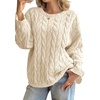 image:imageCicy Bell Womens Oversized Cable Knit Sweaters Fall Casual Long Sleeve Crewneck Chunky Loose Fit Pullover TopsCream