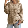 image:imageCicy Bell Womens Oversized Cable Knit Sweaters Fall Casual Long Sleeve Crewneck Chunky Loose Fit Pullover TopsKhaki