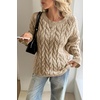 image:imageCicy Bell Womens Oversized Cable Knit Sweaters Fall Casual Long Sleeve Crewneck Chunky Loose Fit Pullover TopsKhaki