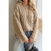 image:imageCicy Bell Womens Oversized Cable Knit Sweaters Fall Casual Long Sleeve Crewneck Chunky Loose Fit Pullover TopsKhaki