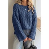 image:imageCicy Bell Womens Oversized Cable Knit Sweaters Fall Casual Long Sleeve Crewneck Chunky Loose Fit Pullover TopsNavy