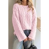 image:imageCicy Bell Womens Oversized Cable Knit Sweaters Fall Casual Long Sleeve Crewneck Chunky Loose Fit Pullover TopsPink