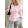 image:imageCicy Bell Womens Oversized Cable Knit Sweaters Fall Casual Long Sleeve Crewneck Chunky Loose Fit Pullover TopsPink