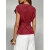 image:imageCicy Bell Womens Peplum Tops Summer Babydoll TShirts Dressy Casual Blouse  Crew NeckCap SleevePleatedBusiness CasualWork Office TeesTrendy FashionElegant Ladies Solid ShirtsFormal OutfitsBurgundy