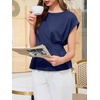 image:imageCicy Bell Womens Peplum Tops Summer Babydoll TShirts Dressy Casual Blouse  Crew NeckCap SleevePleatedBusiness CasualWork Office TeesTrendy FashionElegant Ladies Solid ShirtsFormal OutfitsNavy