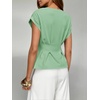 image:imageCicy Bell Womens Peplum Tops Summer Babydoll TShirts Dressy Casual Blouse  Crew NeckCap SleevePleatedBusiness CasualWork Office TeesTrendy FashionElegant Ladies Solid ShirtsFormal OutfitsPea Green