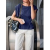 image:imageCicy Bell Womens Peplum Tops Summer Babydoll TShirts Dressy Casual Blouse  Crew NeckCap SleevePleatedBusiness CasualWork Office TeesTrendy FashionElegant Ladies Solid ShirtsFormal OutfitsNavy