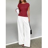 image:imageCicy Bell Womens Peplum Tops Summer Babydoll TShirts Dressy Casual Blouse  Crew NeckCap SleevePleatedBusiness CasualWork Office TeesTrendy FashionElegant Ladies Solid ShirtsFormal OutfitsBurgundy