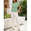image:imageCicy Bell Womens Peplum Tops Summer Babydoll TShirts Dressy Casual Blouse  Crew NeckCap SleevePleatedBusiness CasualWork Office TeesTrendy FashionElegant Ladies Solid ShirtsFormal OutfitsPea Green