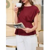 image:imageCicy Bell Womens Peplum Tops Summer Babydoll TShirts Dressy Casual Blouse  Crew NeckCap SleevePleatedBusiness CasualWork Office TeesTrendy FashionElegant Ladies Solid ShirtsFormal OutfitsBurgundy