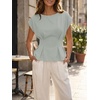 image:imageCicy Bell Womens Peplum Tops Summer Babydoll TShirts Dressy Casual Blouse  Crew NeckCap SleevePleatedBusiness CasualWork Office TeesTrendy FashionElegant Ladies Solid ShirtsFormal OutfitsLight Grey