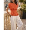 image:imageCicy Bell Womens Peplum Tops Summer Babydoll TShirts Dressy Casual Blouse  Crew NeckCap SleevePleatedBusiness CasualWork Office TeesTrendy FashionElegant Ladies Solid ShirtsFormal OutfitsBrick Red