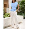 image:imageCicy Bell Womens Peplum Tops Summer Babydoll TShirts Dressy Casual Blouse  Crew NeckCap SleevePleatedBusiness CasualWork Office TeesTrendy FashionElegant Ladies Solid ShirtsFormal OutfitsLight Blue