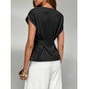image:imageCicy Bell Womens Peplum Tops Summer Babydoll TShirts Dressy Casual Blouse  Crew NeckCap SleevePleatedBusiness CasualWork Office TeesTrendy FashionElegant Ladies Solid ShirtsFormal OutfitsBlack