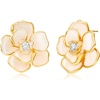 image:imageCicy Bell 18k Gold Plated Enamel Flower Earrings for Women  Summer Boho Statement Stud Cubic Zirconia Trendy Jewelry GiftsBeige