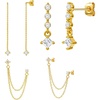 image:imageCicy Bell Dangle Chain Earrings For Women 18k Gold Plated Stack Earrings  Hypoallergenic Cubic Zirconia Stud EarringS Trendy Jewelry Huggie Hoops Dainty Lightweight Earrings For GiftStyle B