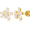 image:imageCicy Bell Women Flower Earrings 18k Gold Plated 925 Silver Post Earrings  Hypoallergenic 925 Sterling Silver Post Colorful Cubic Zirconia Stud Earrings Floral Jewelry Gift For HerWhite