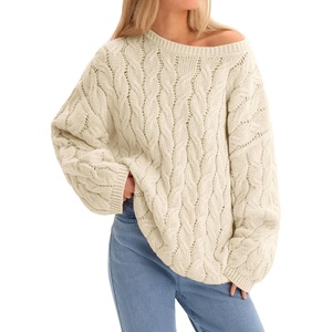 image:imageCicy Bell Womens Oversized Cable Knit Sweaters Fall Casual Long Sleeve Crewneck Chunky Loose Fit Pullover TopsCream