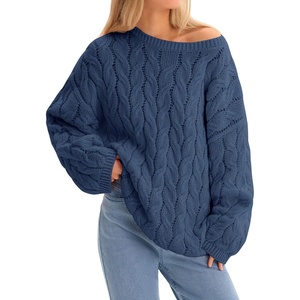 image:imageCicy Bell Womens Oversized Cable Knit Sweaters Fall Casual Long Sleeve Crewneck Chunky Loose Fit Pullover TopsNavy
